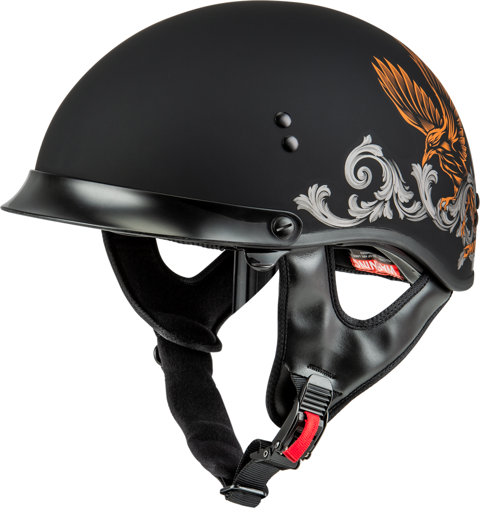 GMAX Hh-65 Corvus Helmet W/Peak Matte Black/Silver/Orange Md H96510945