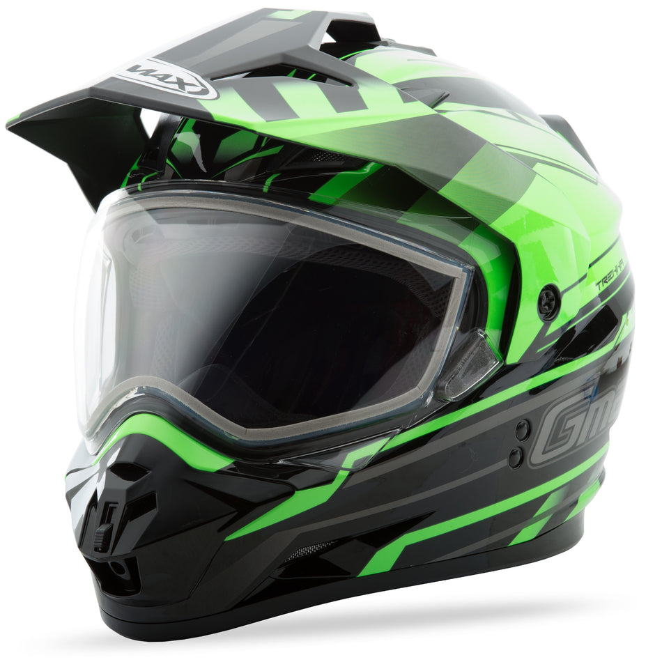 GMAX Gm-11s Dual-Sport Trekka Snow Helmet Black/Hi-Vis Green Sm G2116674 TC-23