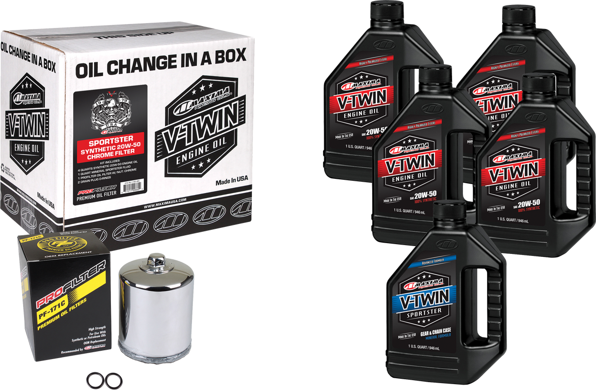 MAXIMAV-Twin Oil Change Kit Syn Xl Chrome Filter90-119015PC