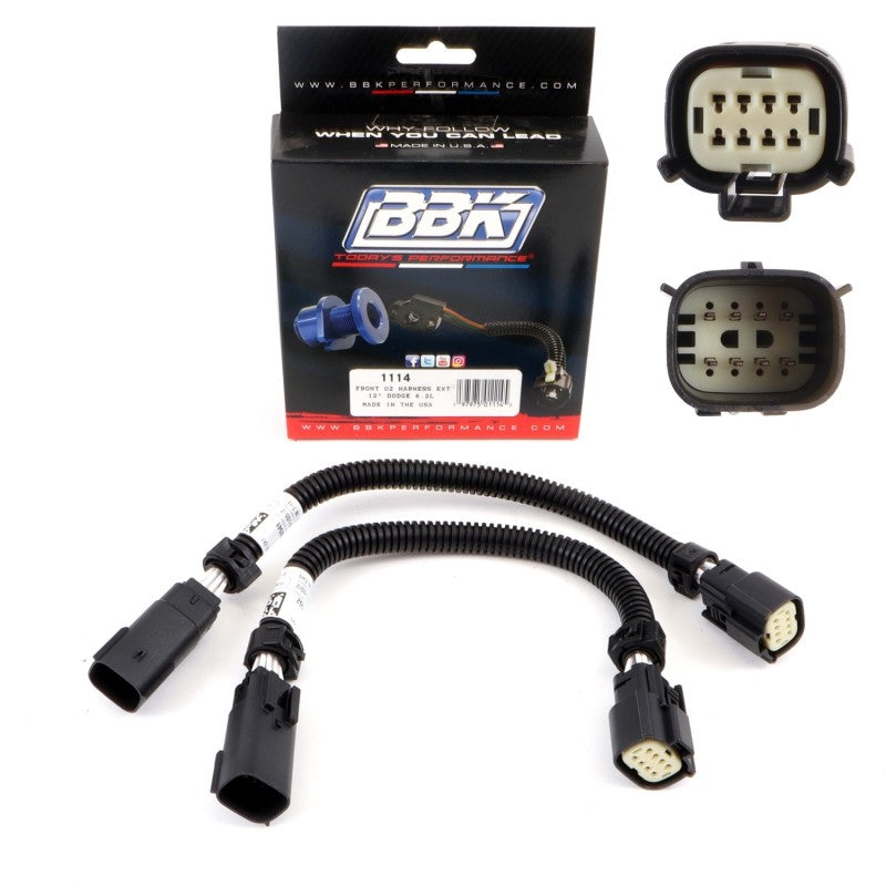 BBK 05-20 Dodge Hellcat 6.2L 6 Pin Front O2 Sensor Wire Harness Extensions 12 (pair) 1114