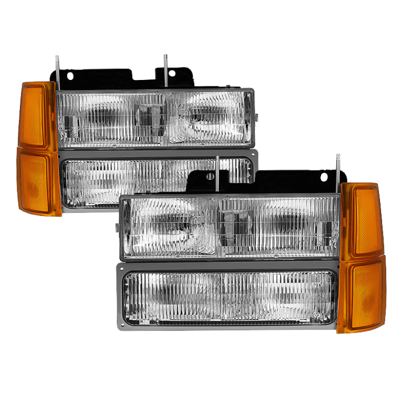 Xtune Chevy Suburban 94-98 Headlights w/ Corner & Parking Lights 8pcs - OEM HD-JH-CCK94-OE-C-SET 9034428