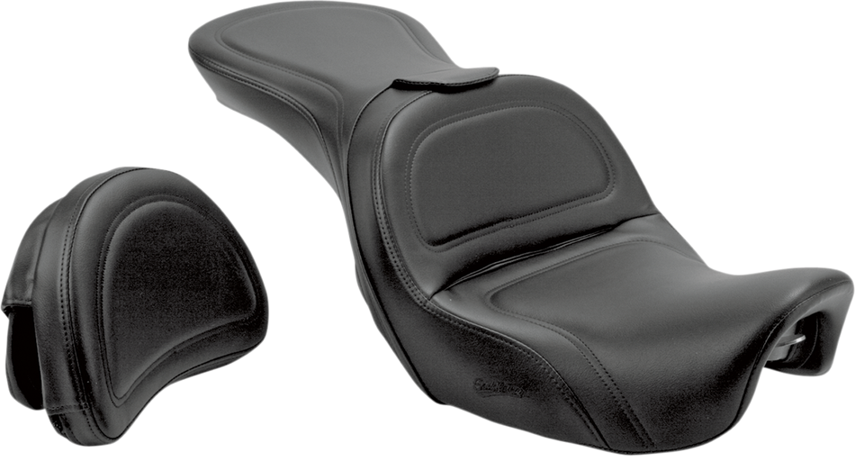 SADDLEMEN Seat - Explorer - With Backrest - Stitched - Black - Dyna 806-04-0301