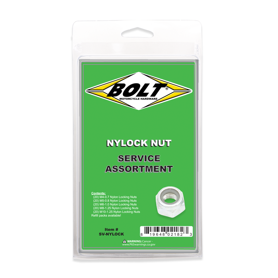 BOLT Nylon Locking Nut Assortment 100 Piece Kit SV-NYLOCK