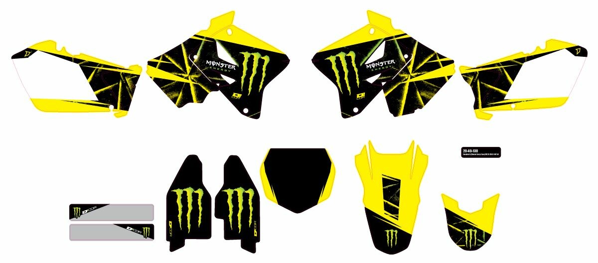 D-COR Cmplt Kit Monster Energy Slash White Bg 20-40-130