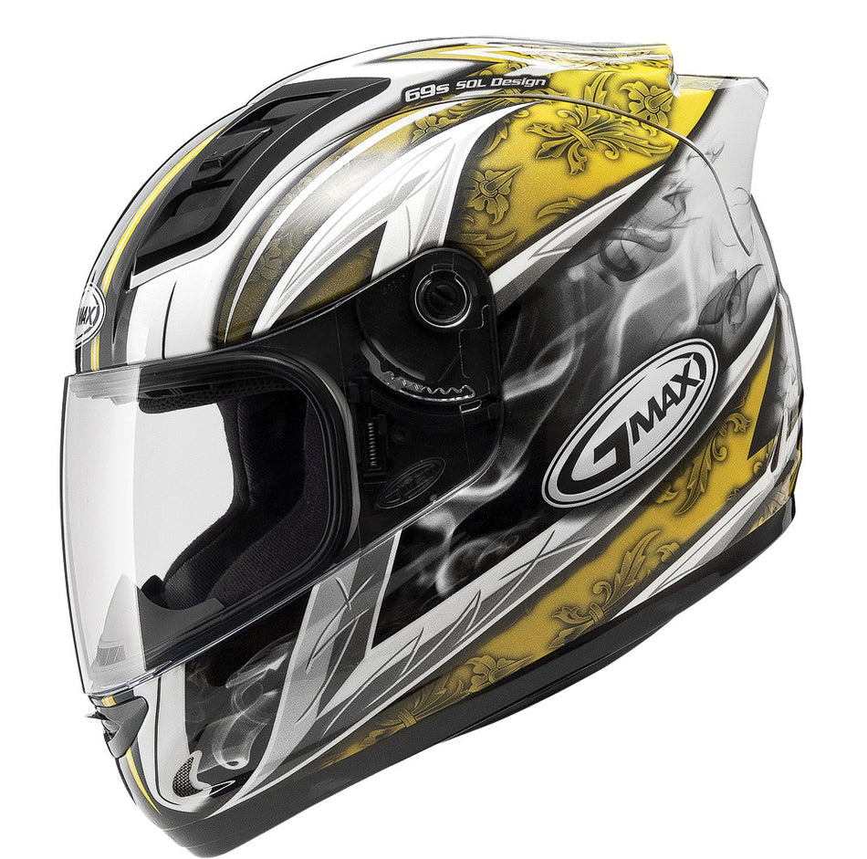 GMAX Gm-69 Full-Face Crusader Ii Helmet White/Yellow Lg G7691236 TC-4