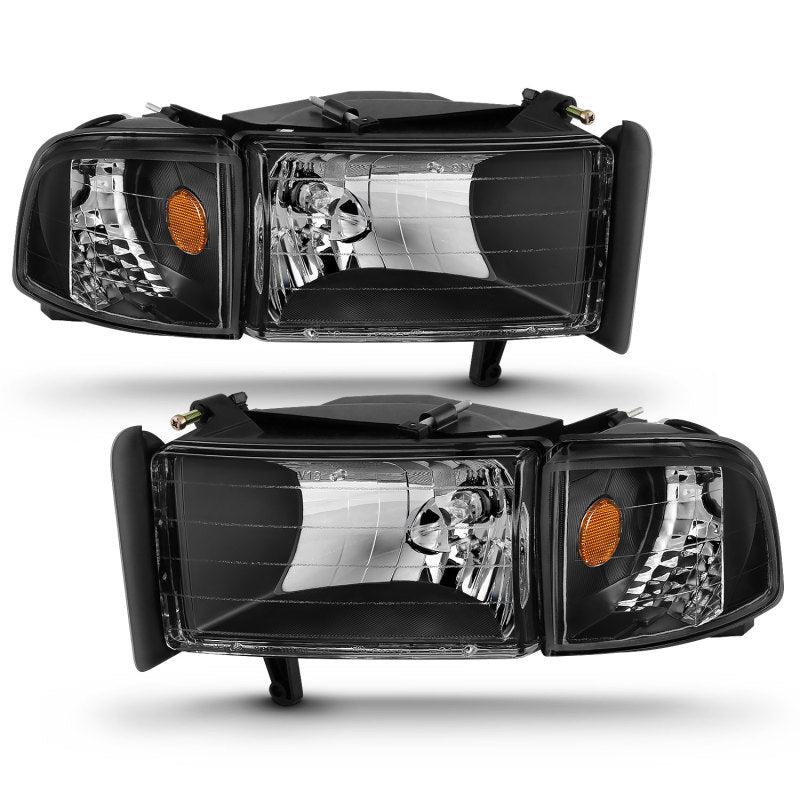 ANZO 1994-2001 Dodge Ram Crystal Headlights Black 111067