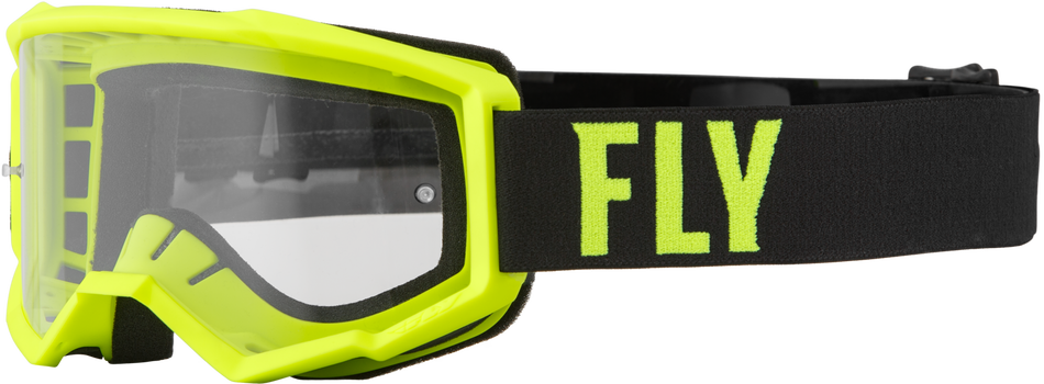 FLY RACING Focus Goggle Hi-Vis/Black W/ Clear Lens 37-51136
