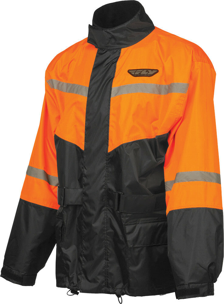 FLY RACING 2-Piece Rain Suit Black/Orange Lg 479-8019L