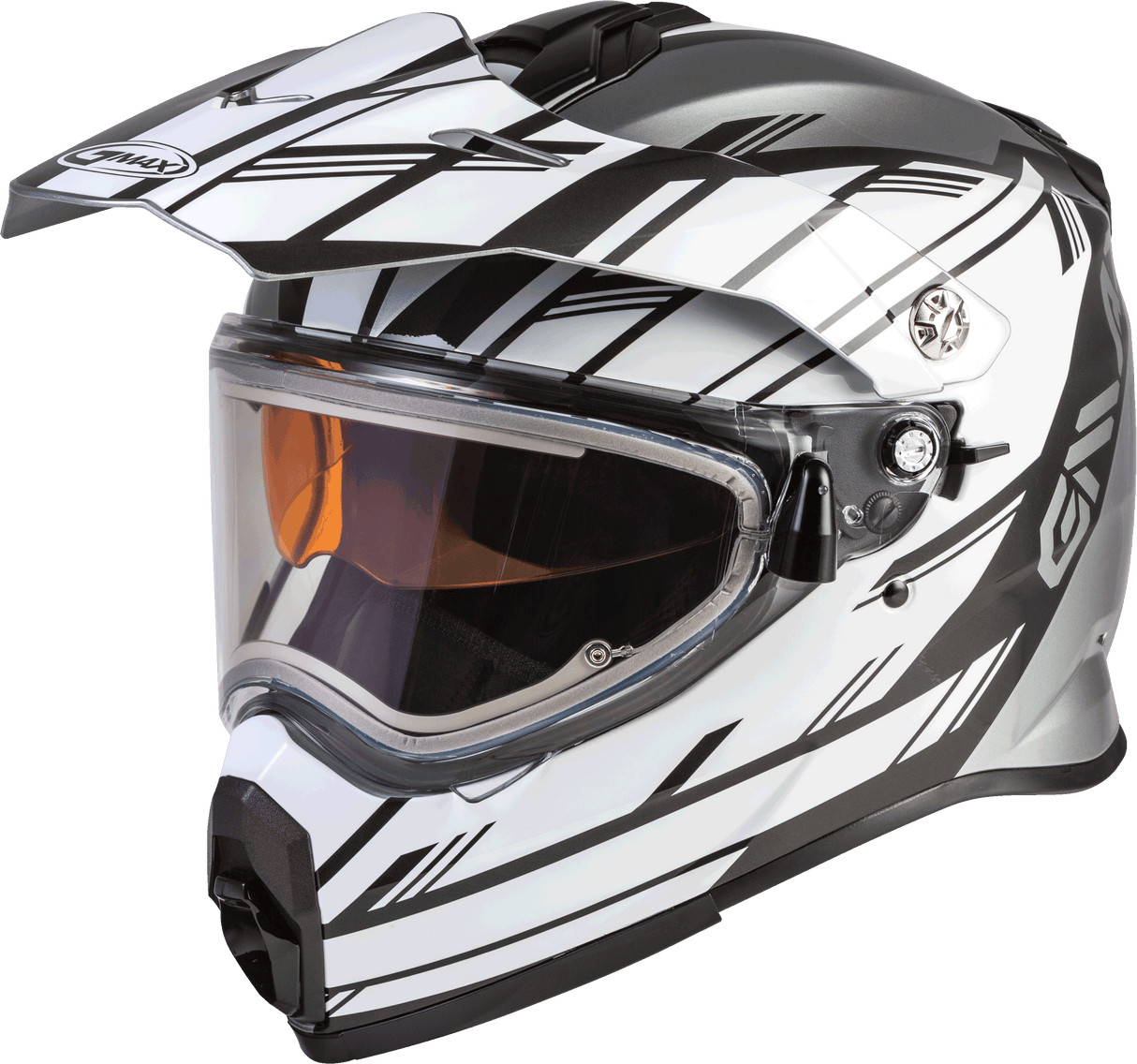 GMAX At-21s Epic Snow Helmet W/Elec Shield Silver/White/Black Xs G4211123