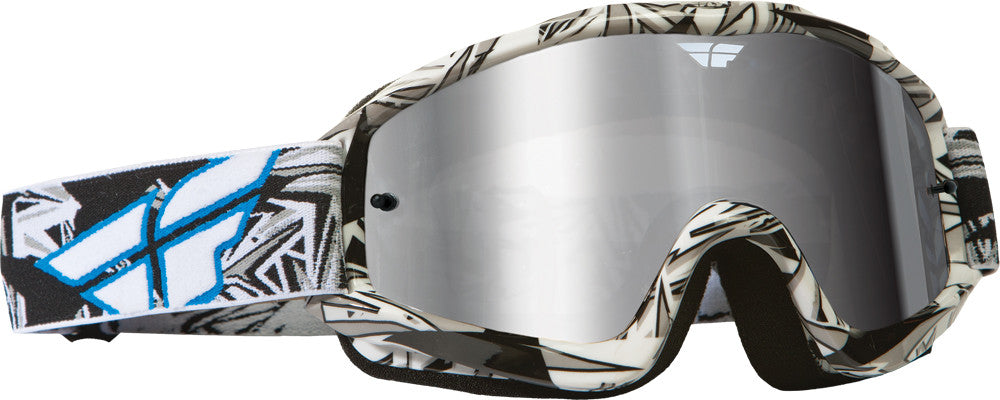 FLY RACING Zone Pro Goggle Black/White W/Chrome/Smoke Lens 37-2261