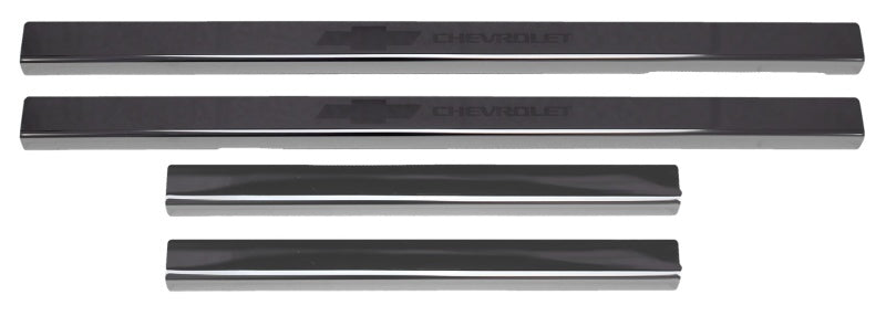 Putco 2019+ Chevrolet Silverado LD- Crew Cab w/ Bow Tie Etching (4pcs) Black Platinum Door Sills 95183BPGM-1