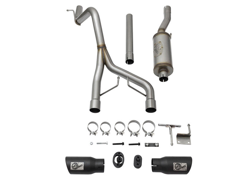 aFe Rebel Series CB 2.5in Dual Center Exit SS Exhaust w/ Black Tips 07-15 Jeep Wrangler 3.6L/3.8L V6 49-48056-B