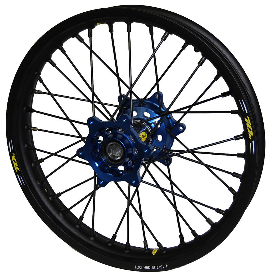 PRO-WHEEL Wheel Rear 1.85x19 Blue Hub Blk Rim/Blk Spoke/Blk Nipple 24-2103222
