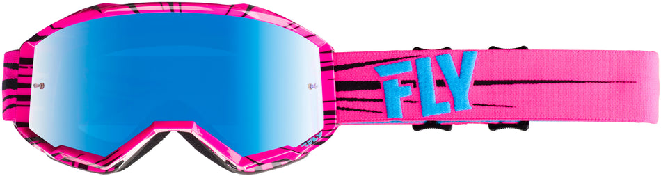 FLY RACING Zone Goggle Pink/Teal W/Sky Blue Mirror Lens W/Post FLA-018
