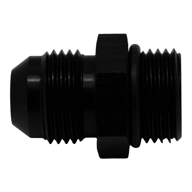 DeatschWerks 8AN ORB Male to 8AN Male Flare Adapter (Incl O-Ring) - Anodized Matte Black 6-02-0402-B