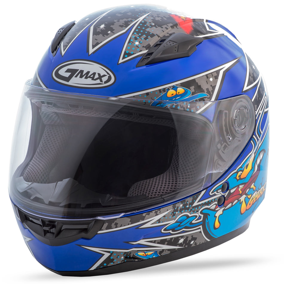 GMAX Youth Gm-49y Full-Face Alien Helmet Black/Blue Yl G7496212 TC-2
