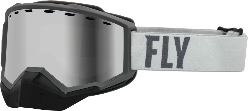 FLY RACING Focus Snow Goggle Gry/Dark Gry W/ Silver Mirror/Smoke Lens 37-50083