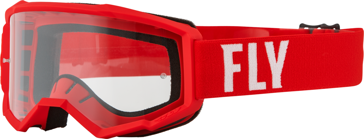 FLY RACING Focus Goggle Red/White W/ Clear Lens 37-51145