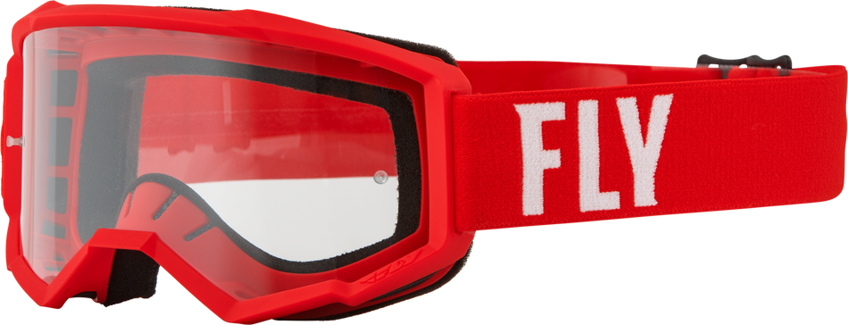 FLY RACING Youth Focus Goggle Red/White W/ Clear Lens 37-51335