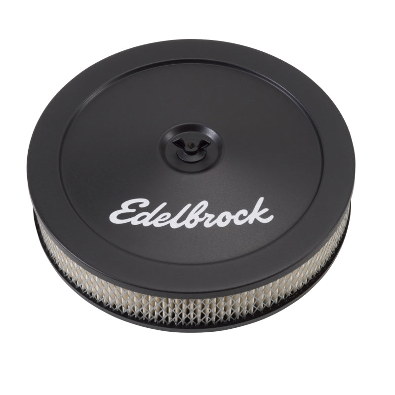 Edelbrock Filtro de aire Serie Pro-Flo Elemento de papel superior redondo de acero 10 pulgadas de diámetro x 3 5 pulgadas Negro
