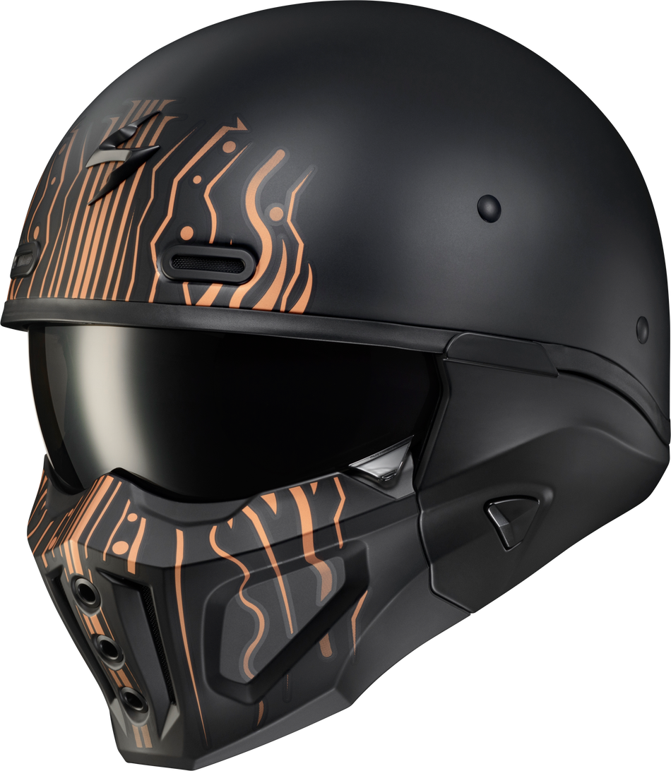 SCORPION EXO Covert X Open-Face Helmet Tribe Matte Black/Copper 2x COX-1317