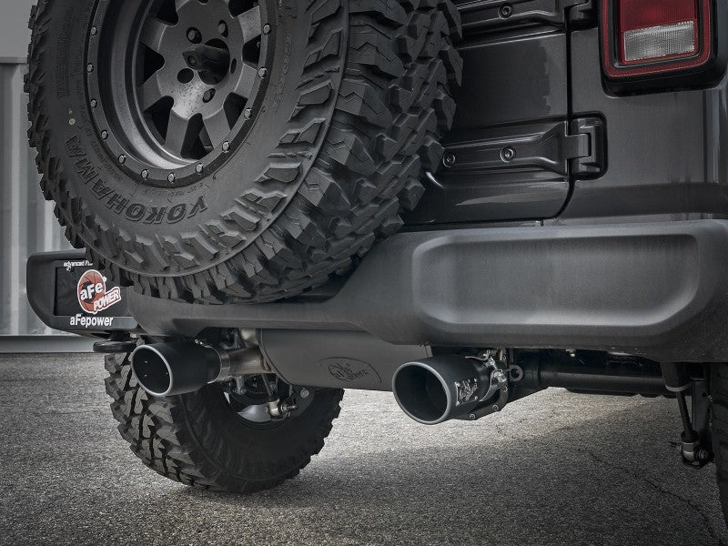 aFe Rebel Series 409 Stainless Steel Cat-Back Exhaust 18-21 Jeep Wrangler JL 2.0L (t) - Black Tip 49-48096-B