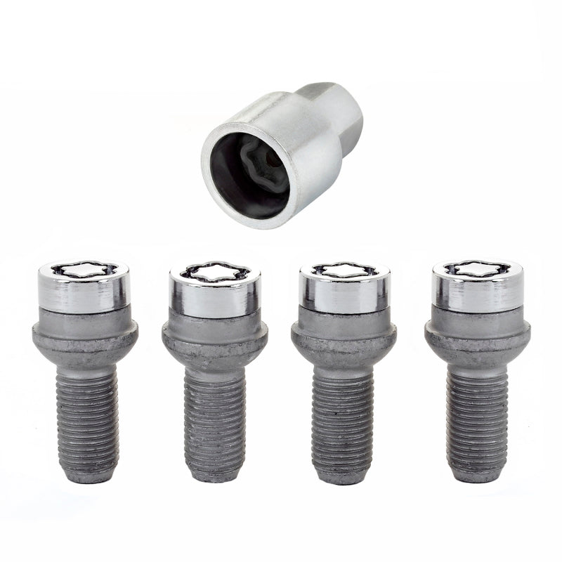 McGard Wheel Lock Bolt Set - 4pk. (Radius Seat) M14X1.5 / 17mm Hex / 26.7mm Shank Length - Chrome 28018