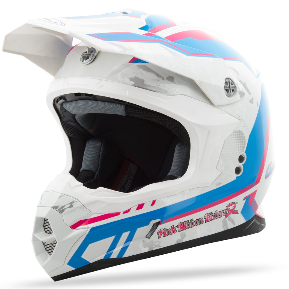 GMAX Mx-86 Off-Road Pink Ribbon Riders Helmet Wht/Pink/Blue Sm G3863404 TC-14
