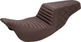 SADDLEMEN Step-Up Seat - Front Tuck-n-Roll/Rear Lattice Stitch - Brown - FL '08-'23 808-07B-176BR