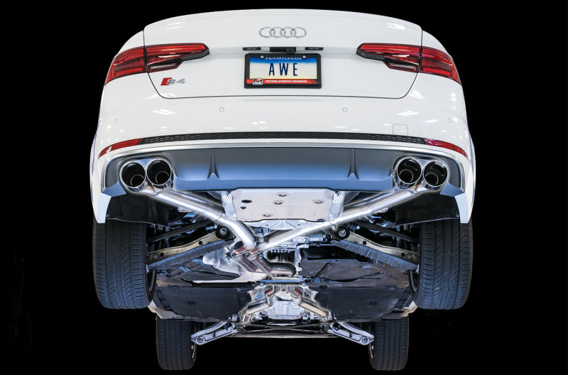 AWE Tuning Audi B9 S4 Track Edition Exhaust - Non-Resonated (Black 102mm Tips) 3010-43048