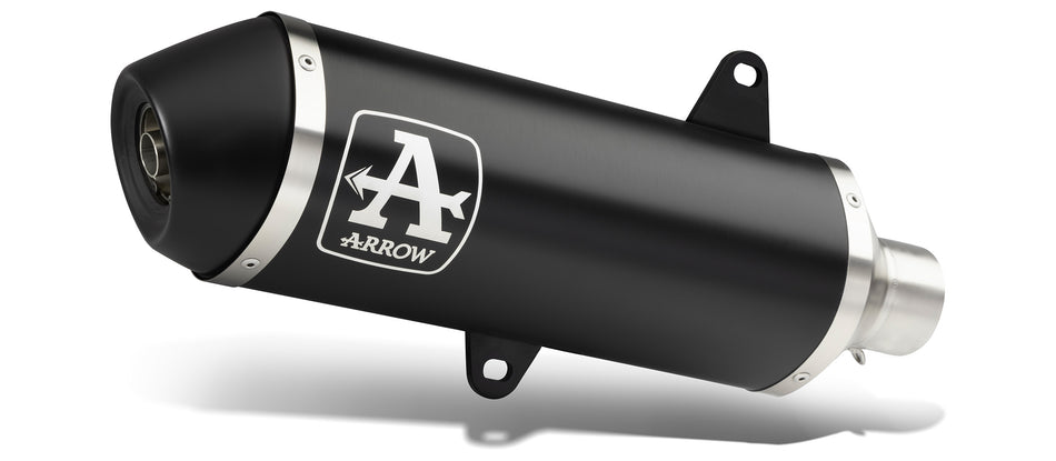 Arrow Vespa Gts 125 '17/18 Homologated Alumin. Dark Urban Exhaust With Black Stainless Steel End Cap For Arrow Collector  53528ann