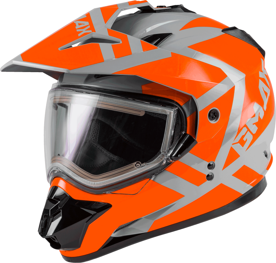 GMAX Gm-11s Trapper Snow Helmet W/Elec Shield Grey/Orange 2x G4112588