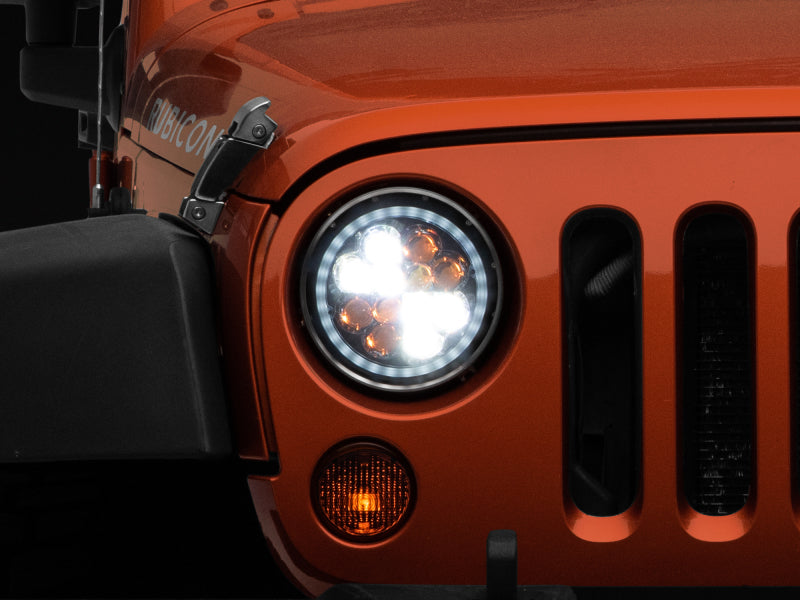 Raxiom 97-18 Jeep Wrangler TJ/JK Axial Spider LED Headlight w/ Amber DRL- Chrome Hsng (Clear Lens) J108047