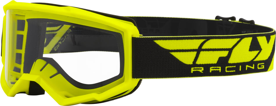 FLY RACING Focus Goggle Hi-Vis Yellow W/Clear Lens FLA-007