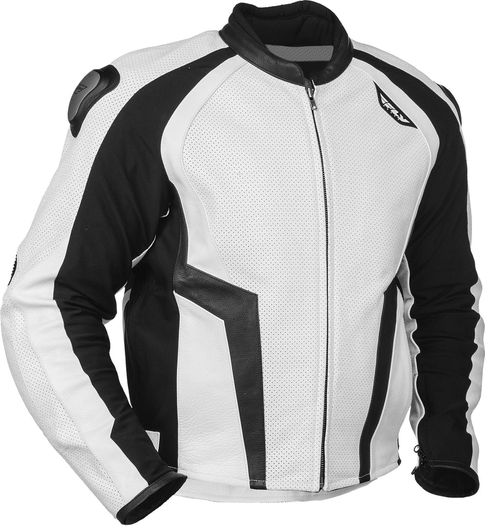 FLY RACING Apex Leather Jacket White Sz 38 #5948 478-701~38