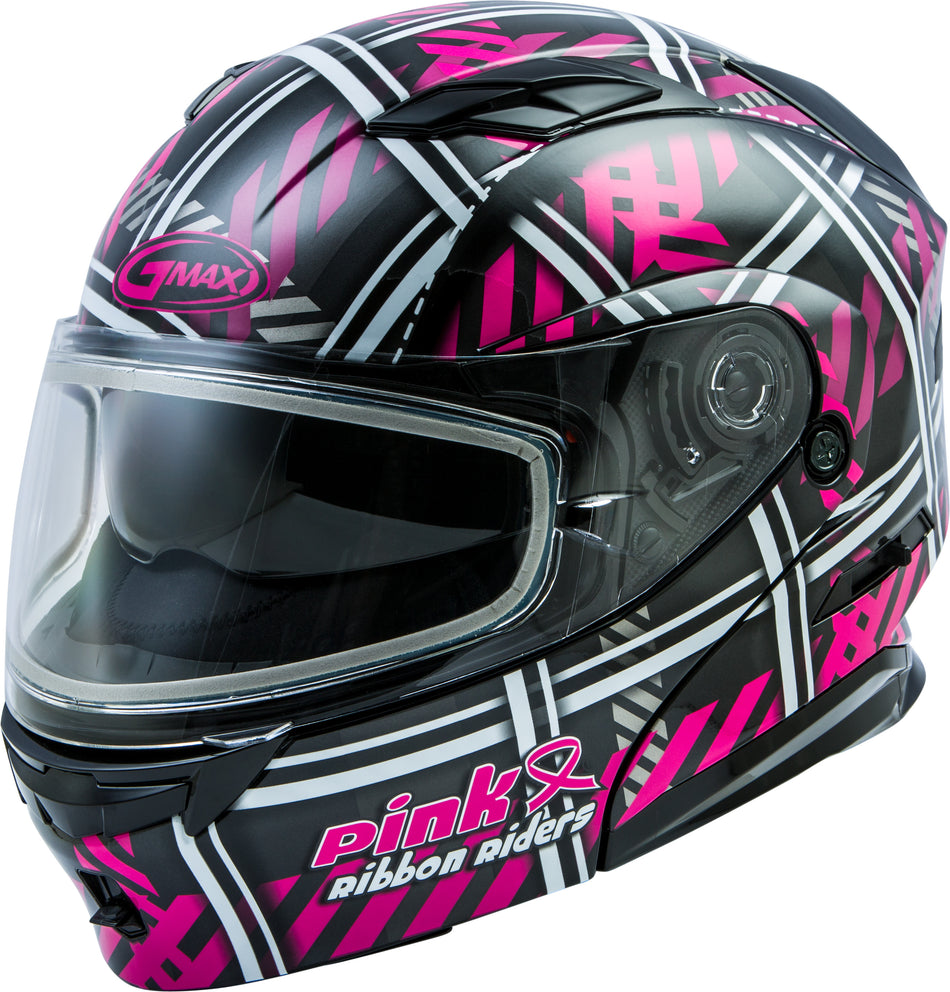 GMAX Md-01s Modular Pink Ribbon Riders Snow Helmet Blk/Pink Sm G2012404D-ECE