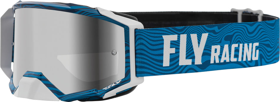 FLY RACING Zone Pro Goggle Blue/White W/Silver Mir/Smoke Lens W/Post FLA-064
