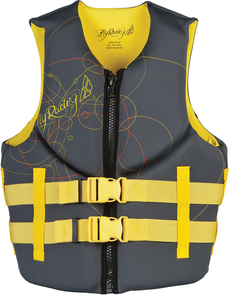 FLY RACING Ladies' Neoprene Life Vest Grey/Yellow Xs 98612776 XS YEL