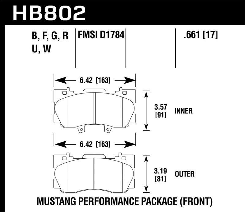 Hawk 15-17 Ford Mustang GT DTC-60 Race Front Brake Pads KHB802G.661