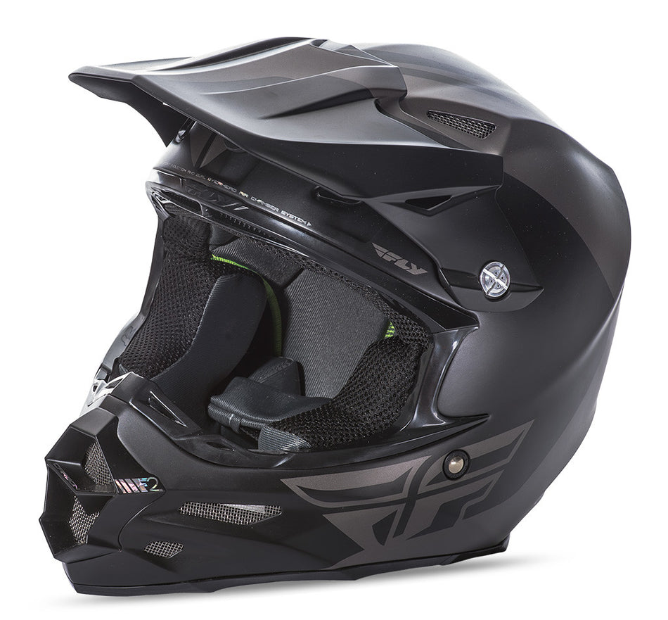 FLY RACING F2 Carbon Pure Helmet Matte Grey/Black 2x 73-41302X