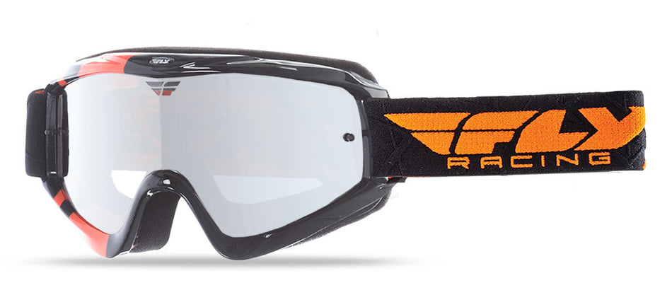FLY RACING Zone Goggle Black/Orange W/ Clear/Flash Chrome Lens 37-3023