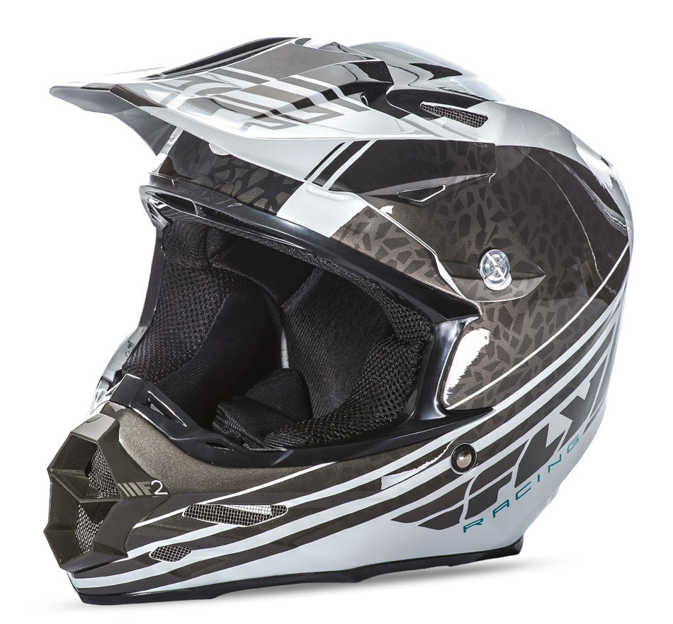 FLY RACING F2 Animal Helmet Black/White 2x 73-41412X