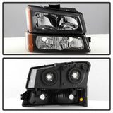 Xtune Chevy Silverado 2500HD 03-06 Crystal Headlights w/ Bumper Lights Black HD-JH-CSIL03-AM-BK-SET 5069801