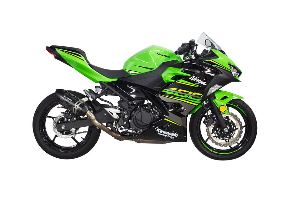 Two Brothers Kawasaki (18+) Ninja 400 / (19+) Z400 S1R 3K Black Carbon Slip-On System - Part Number 005-5060405-S1B