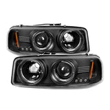 Spyder GMC Sierra 1500/2500/3500 99-06 Projector Headlights LED Halo LED Black PRO-YD-CDE00-HL-BK 5009357