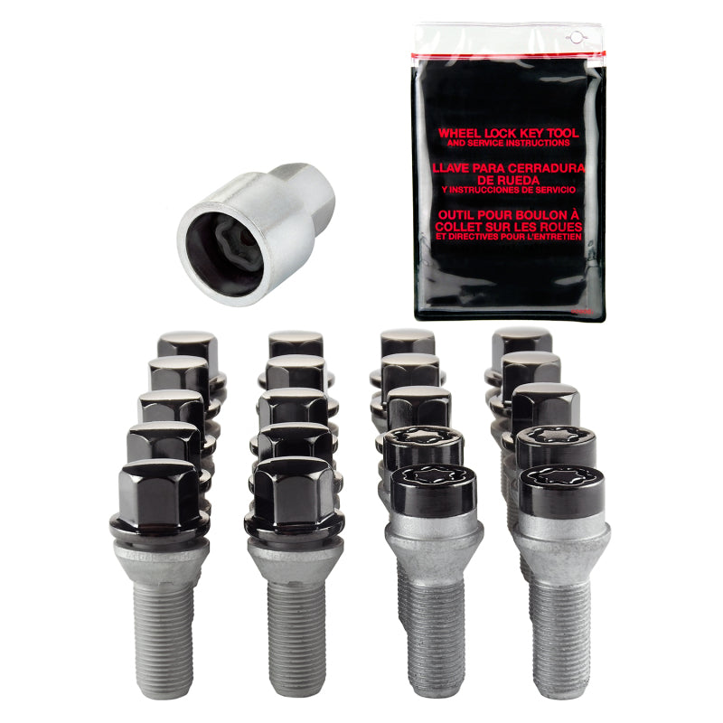 McGard 5 Lug Hex Install Kit w/Locks (Cone Seat Bolt) M14X1.5 / 17mm Hex / 30.5mm Shank L. - Black 67205BK