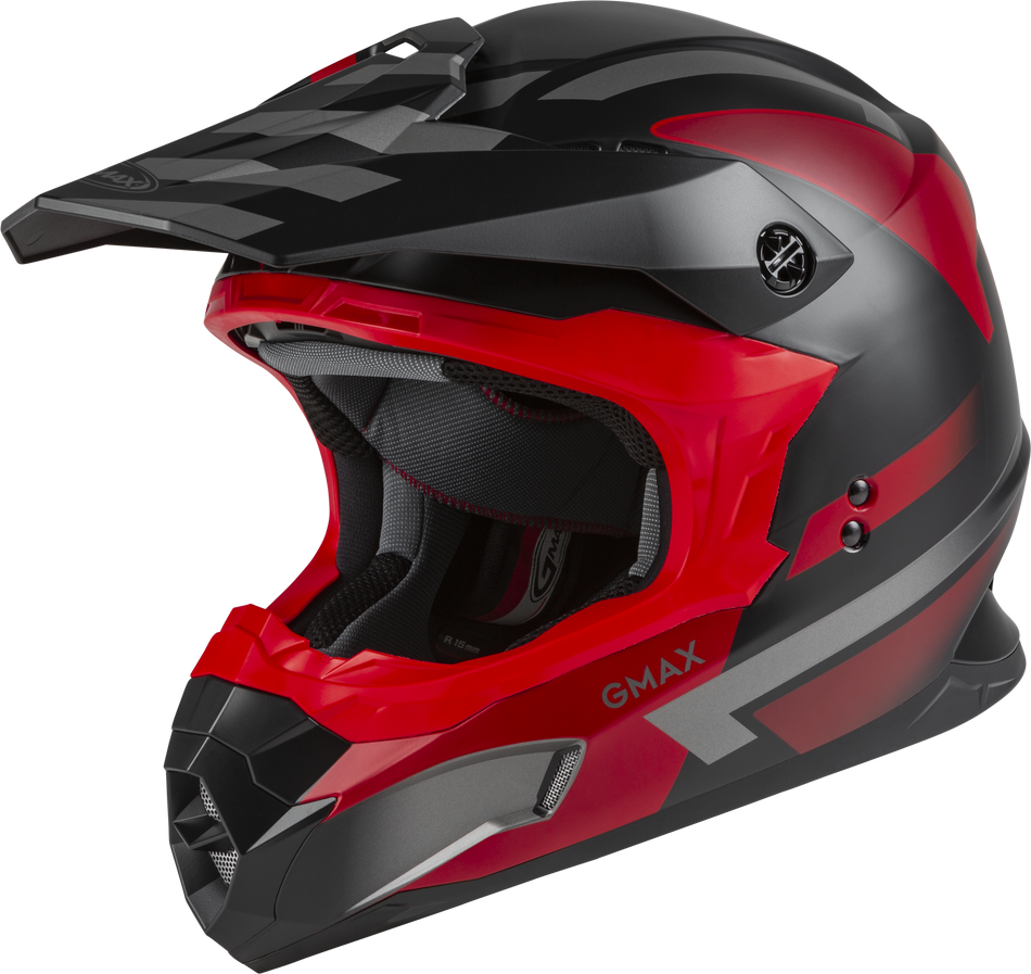 GMAX Mx-86 Off-Road Fame Helmet Matte Black/Red/Silver 3x D3864329