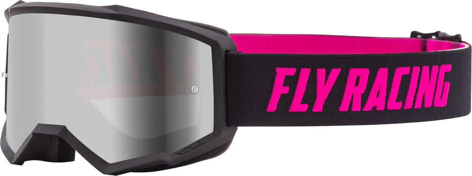 FLY RACING Zone Goggle Black/Pink W/Silver Mir/Smoke Lens W/Post FLA-053