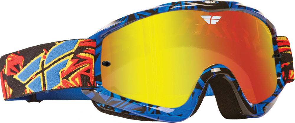 FLY RACING Zone Pro Goggle Blue/Black W/Fire Chrome/Smoke Lens 37-2262