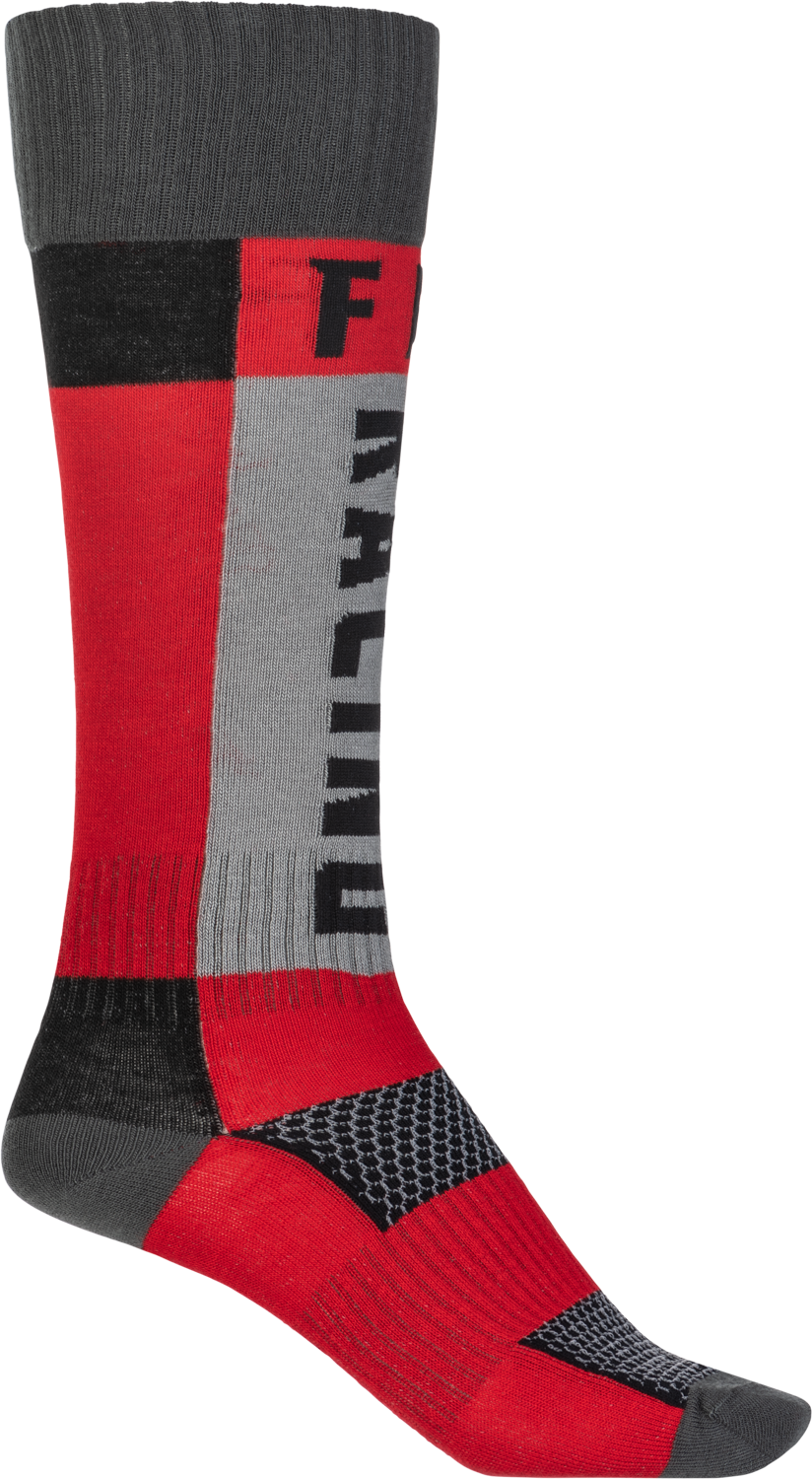 FLY RACING Youth Mx Socks Thick Red/Grey 350-0550Y